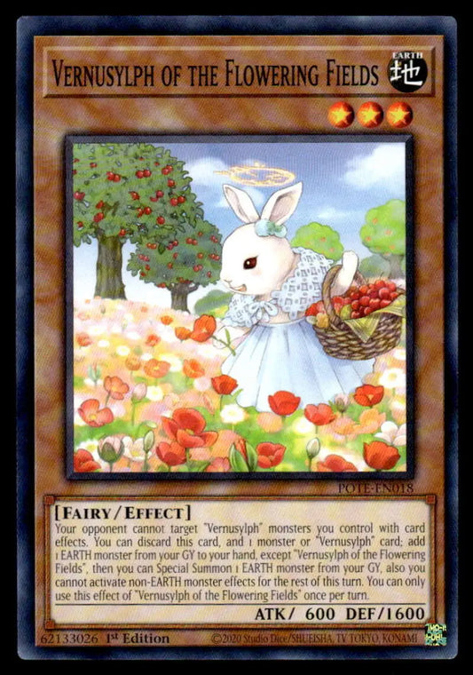 Yu-Gi-Oh! trading card Power of the Elements POTE-EN018 Vernusylph in flowering fields