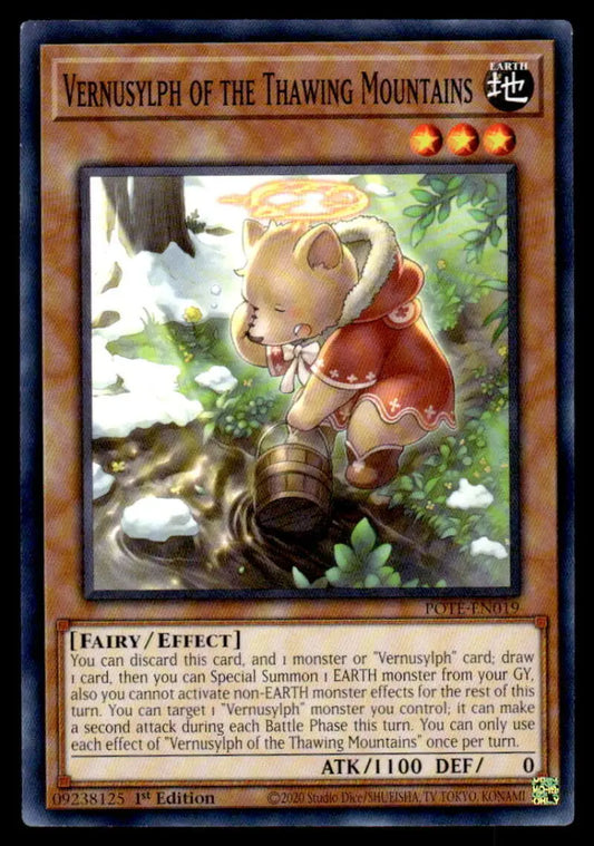 Brown furry creature in winter gear on Power of the Elements Yu-Gi-Oh trading card