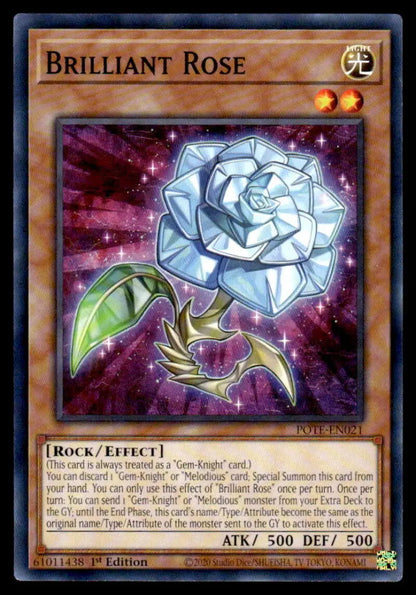 Brilliant Rose card features a glowing crystalline rose against a cosmic backdrop
