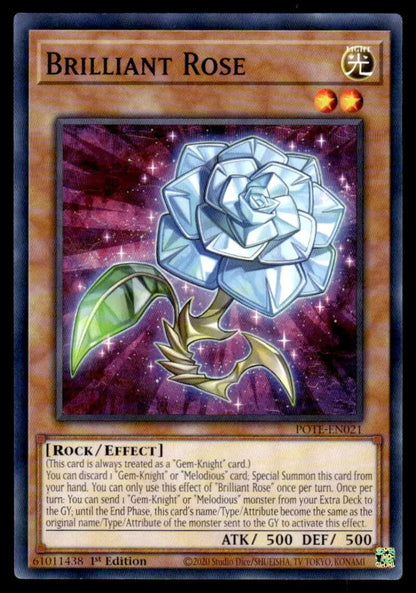 Crystalline white rose and green leaf against cosmic backdrop for POTE-EN021 Brilliant Rose