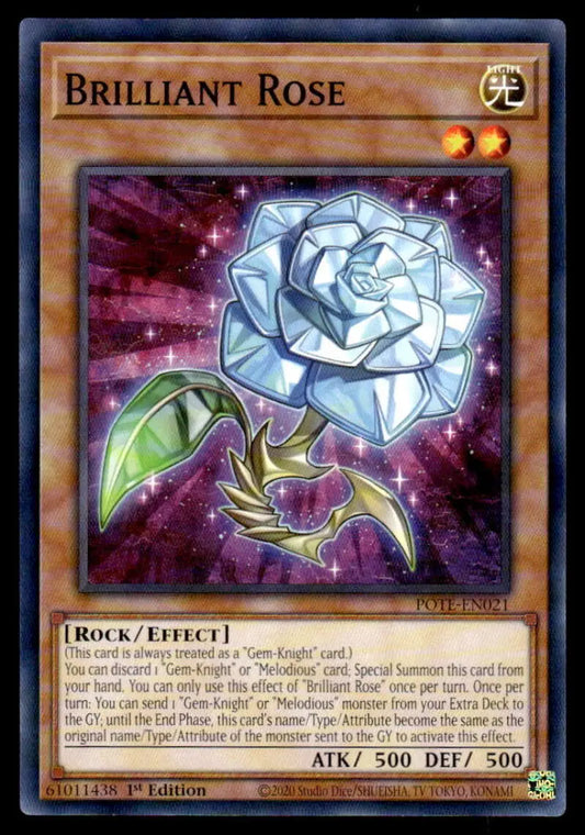 Crystalline white rose and green leaf against cosmic backdrop for POTE-EN021 Brilliant Rose