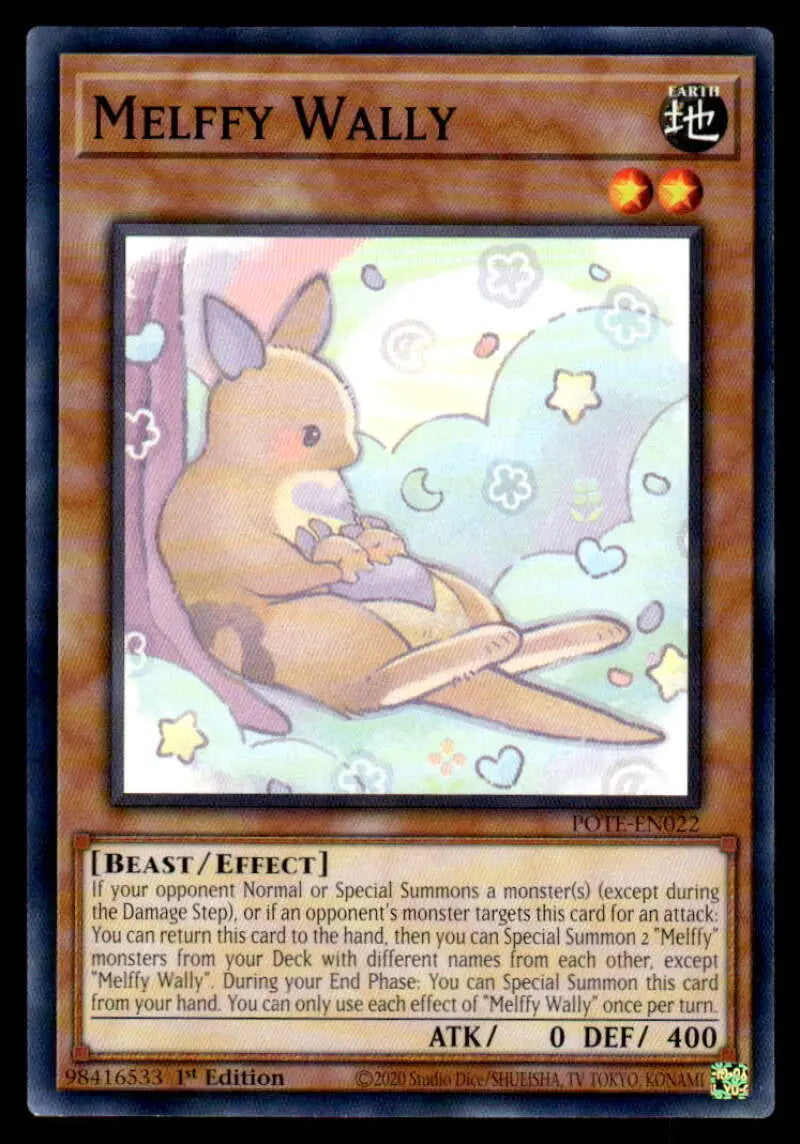 Cute kangaroo-like creature holding a baby on Melffy Wally Yu-Gi-Oh trading card
