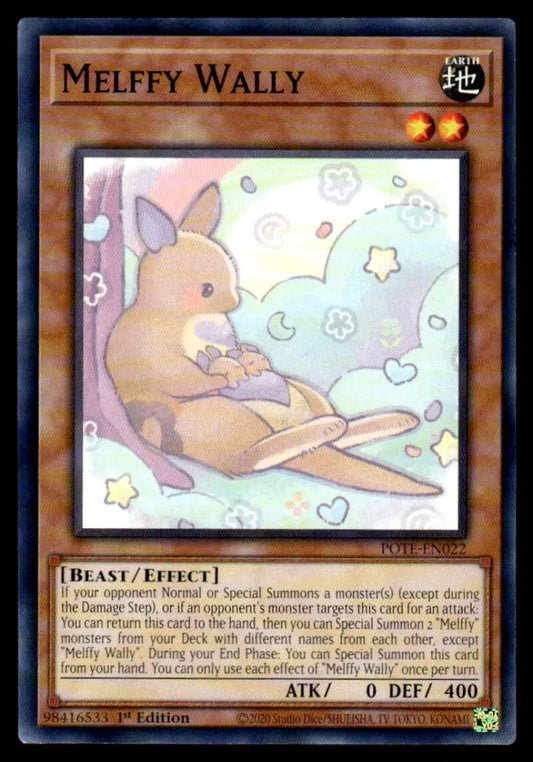 Cute kangaroo-like creature holding a baby on Melffy Wally Yu-Gi-Oh trading card