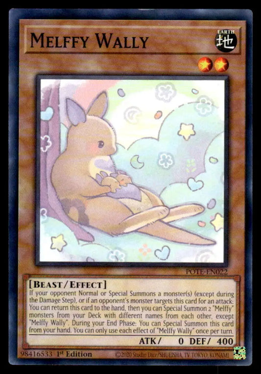Cute Melffy Wally holding a flute in Power of the Elements Yu-Gi-Oh trading card