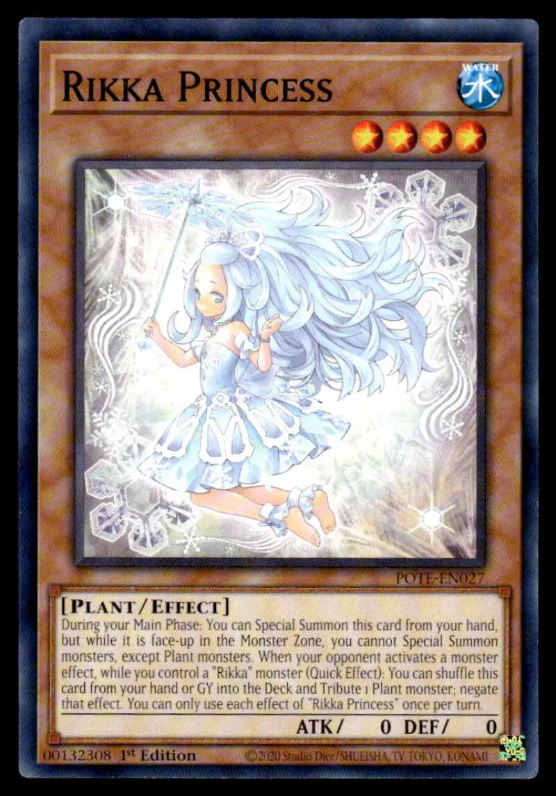 Rikka Princess Yu-Gi-Oh trading card featuring an ethereal princess with flowing blue-white hair
