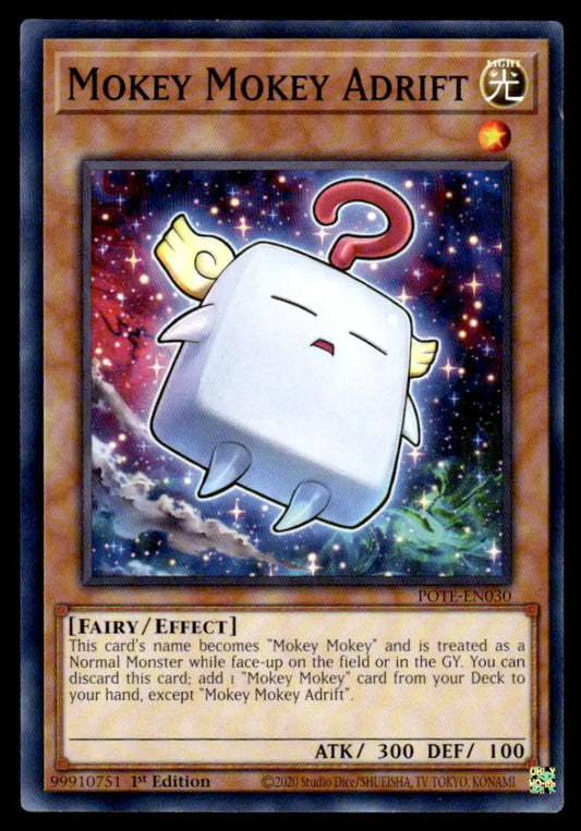Cute Mokey Mokey Adrift creature with a question mark from Power of the Elements card