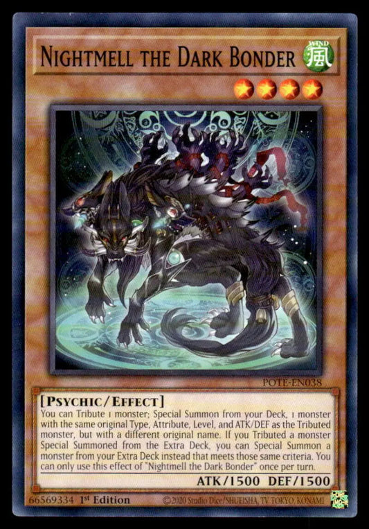 Dark Bonder Nightmell, a skeletal dragon-like dark monster with glowing red accents