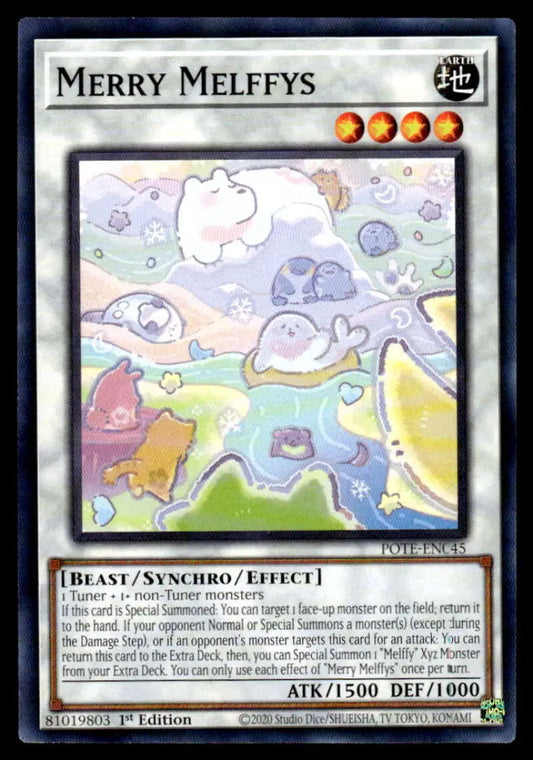 Yu-Gi-Oh trading card featuring Merry Melffys in a pastel landscape Power of the Elements