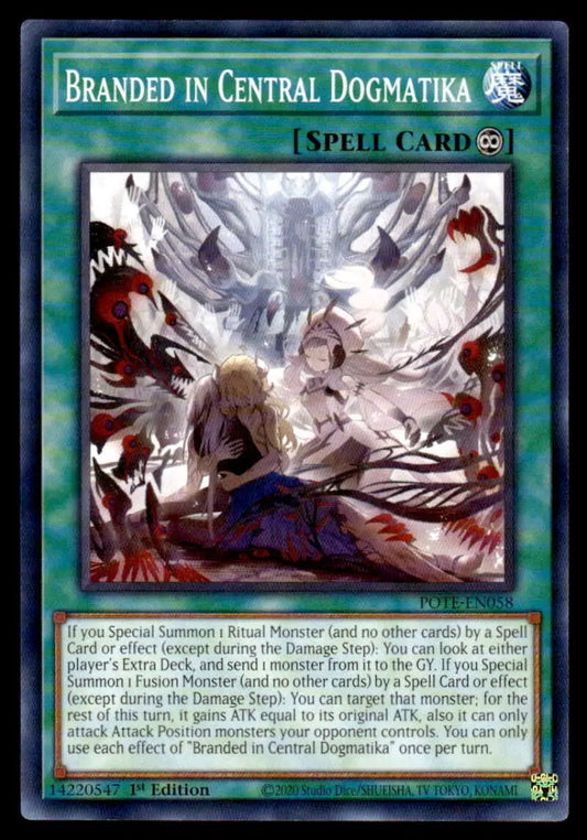Branded in Central Dogmatika Yu-Gi-Oh card with fantasy art and magical effects