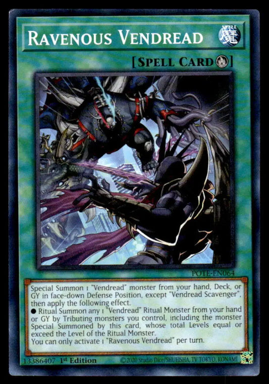 Yu-Gi-Oh trading card Power of the Elements POTE-EN064 Ravenous Vendread with dark creature