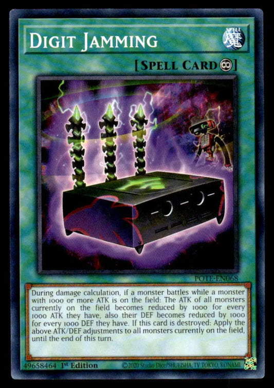 Coffin-like box with glowing numbers for Digit Jamming Yu-Gi-Oh trading card