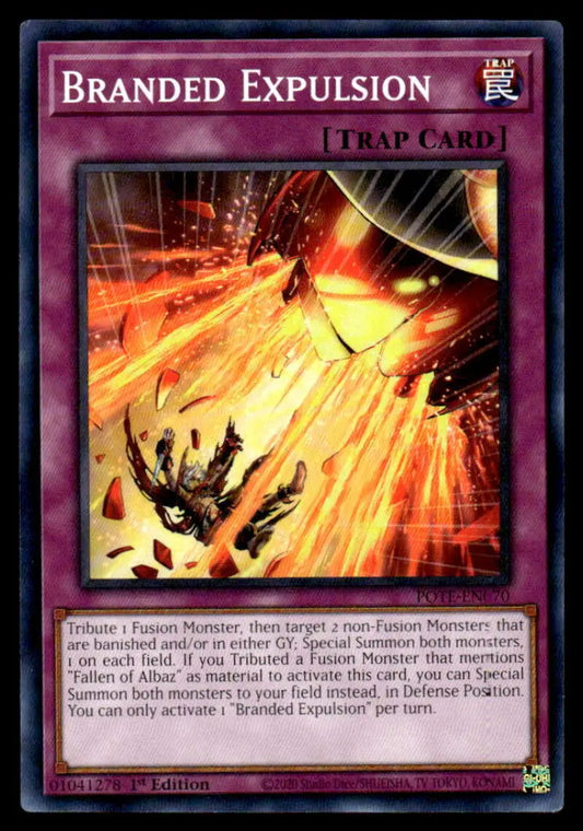 Branded Expulsion Yu-Gi-Oh! trading card POTE-EN070 with dramatic orange energy beams