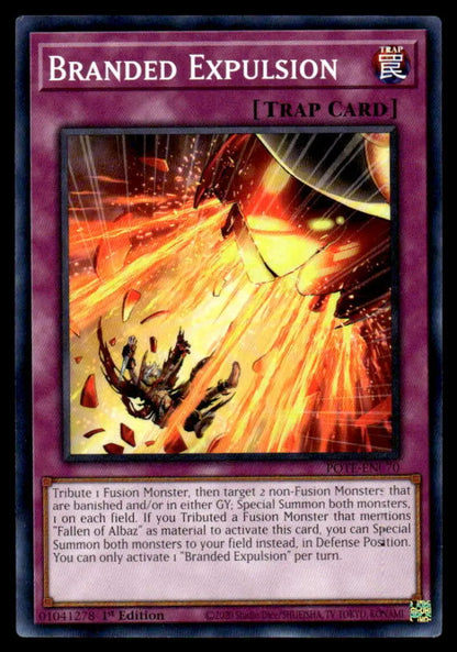 Branded Expulsion Yu-Gi-Oh trading card POTE-EN070 with dramatic orange energy beams