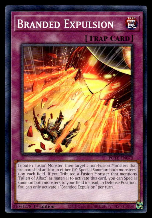 Branded Expulsion trading card from Power of the Elements POTE-EN070 with orange energy beam