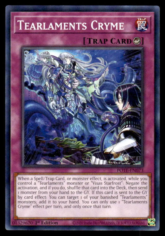 Tearlaments Cryme trading card POTE-EN073 featuring ethereal dragons in purple swirls