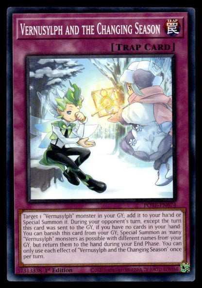 Vernusylph and the Changing Season Yu-Gi-Oh trading card with magical winter artwork