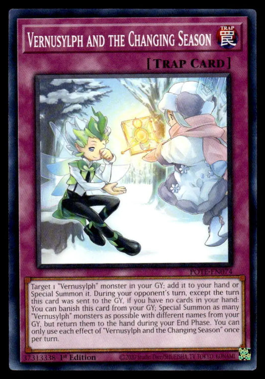 Yu-Gi-Oh Power of the Elements POTE-EN074 Vernusylph Changing Season trading card artwork