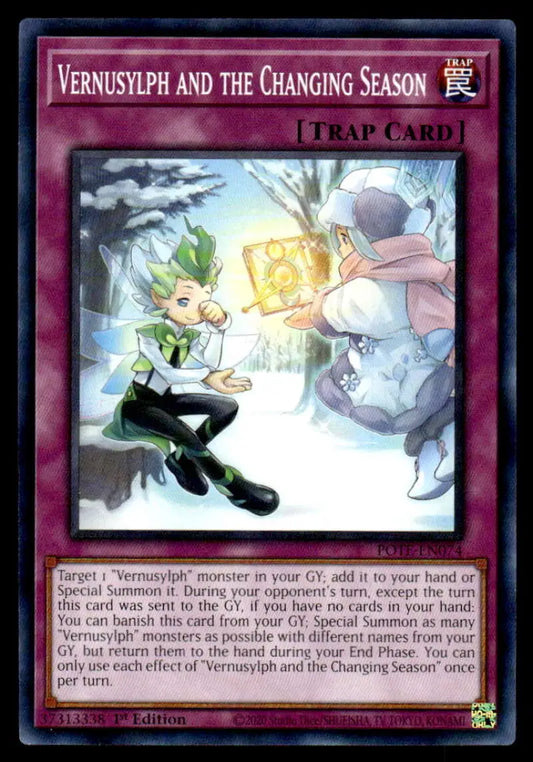 Yu-Gi-Oh trading card Vernusylph and the Changing Season in a snowy scene artwork