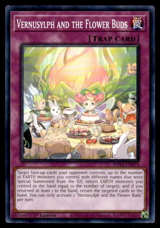 Yu-Gi-Oh trading card featuring whimsical tea party with flower buds and woodland creatures