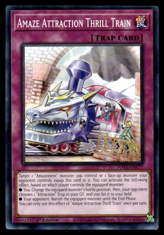 Metallic dragon-themed Amaze Attraction Thrill Train with sharp teeth and mechanical features