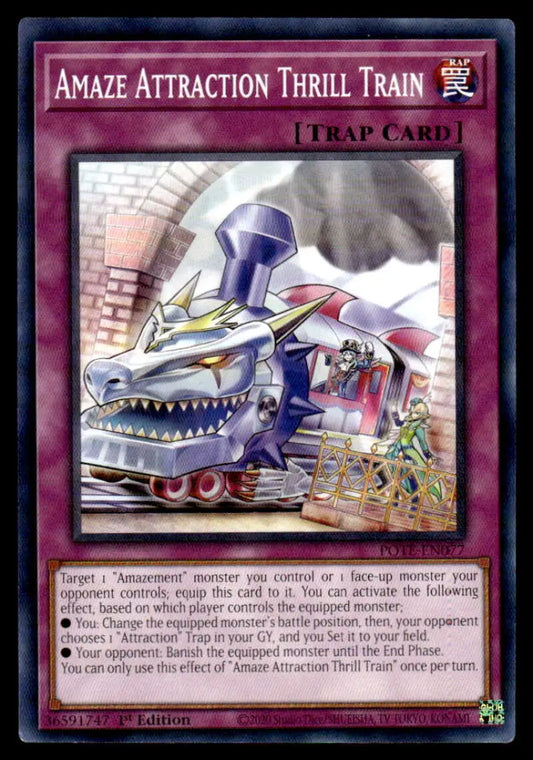 Metallic Amaze Attraction Thrill Train trap card with sharp teeth and mechanical features