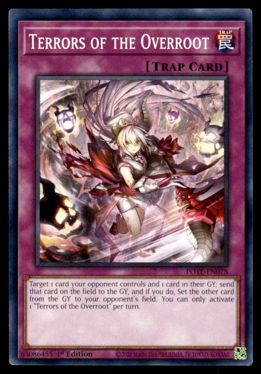 Dynamic Terrors of the Overroot Yu-Gi-Oh trading card with red and purple effects