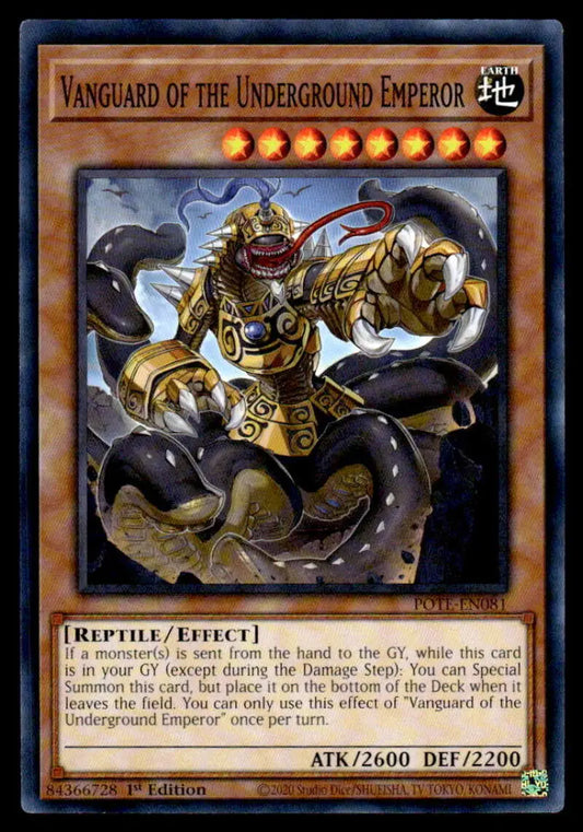 Golden-armored warrior with tentacles, Power of the Elements Underground Emperor YuGiOh card