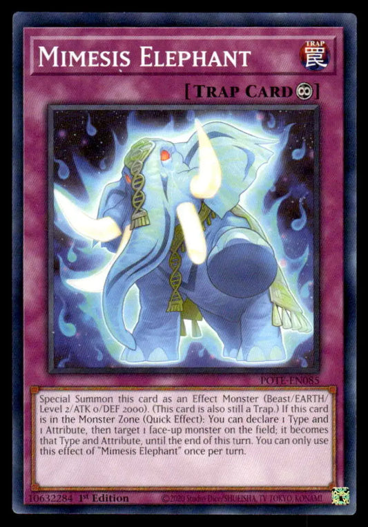 Glowing spectral Mimesis Elephant on Power of the Elements POTE-EN085 Yu-Gi-Oh card