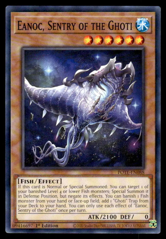 Metallic dragon-like creature with blue accents on Power of the Elements Yugioh Trading Card