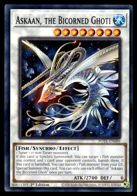 Metallic Bicorned Ghoti soaring in space on Power of the Elements trading card