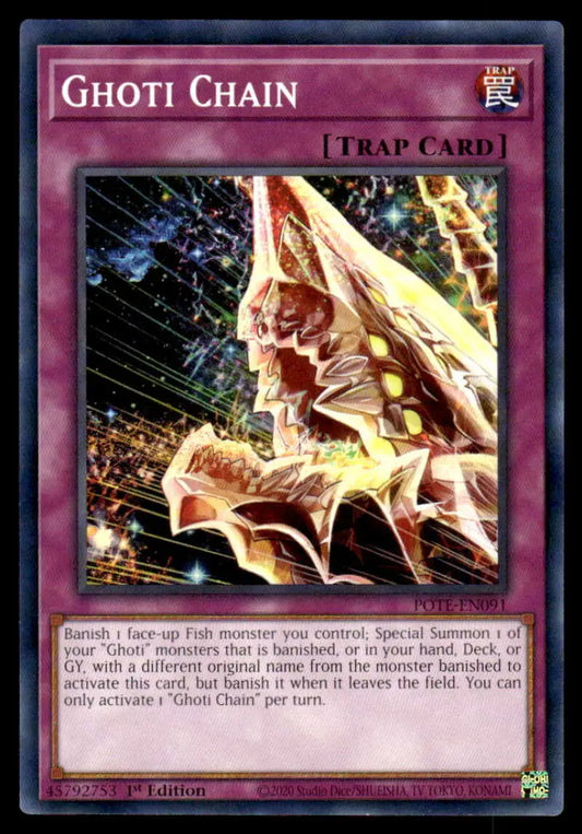 Ghoti Chain trading card POTE-EN091 features glowing chains on a dark background