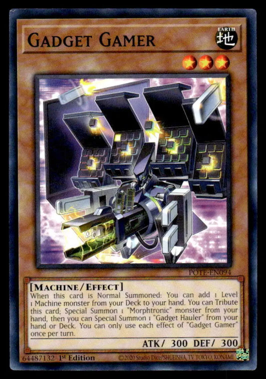Robotic arcade gaming machine with glowing screens for Gadget Gamer Yu-Gi-Oh trading card