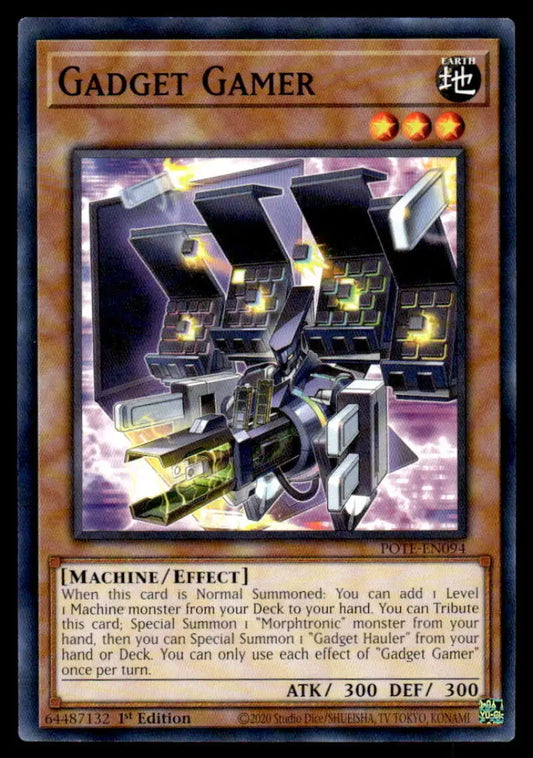 Robotic arcade machine warrior with glowing screens in Power of the Elements trading card