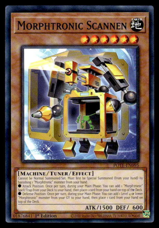 Robotic scanning device with yellow and black parts for Morphtronic Scannen card
