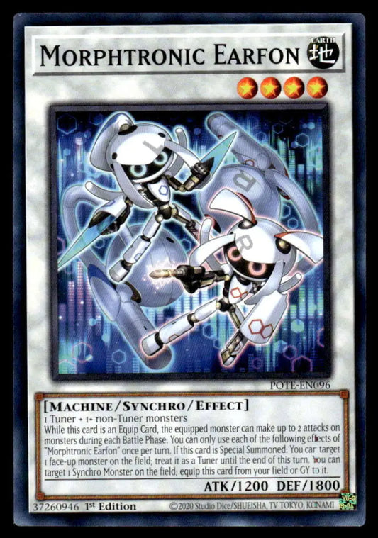 Morphtronic Earfon card featuring robotic creatures with glowing blue accents