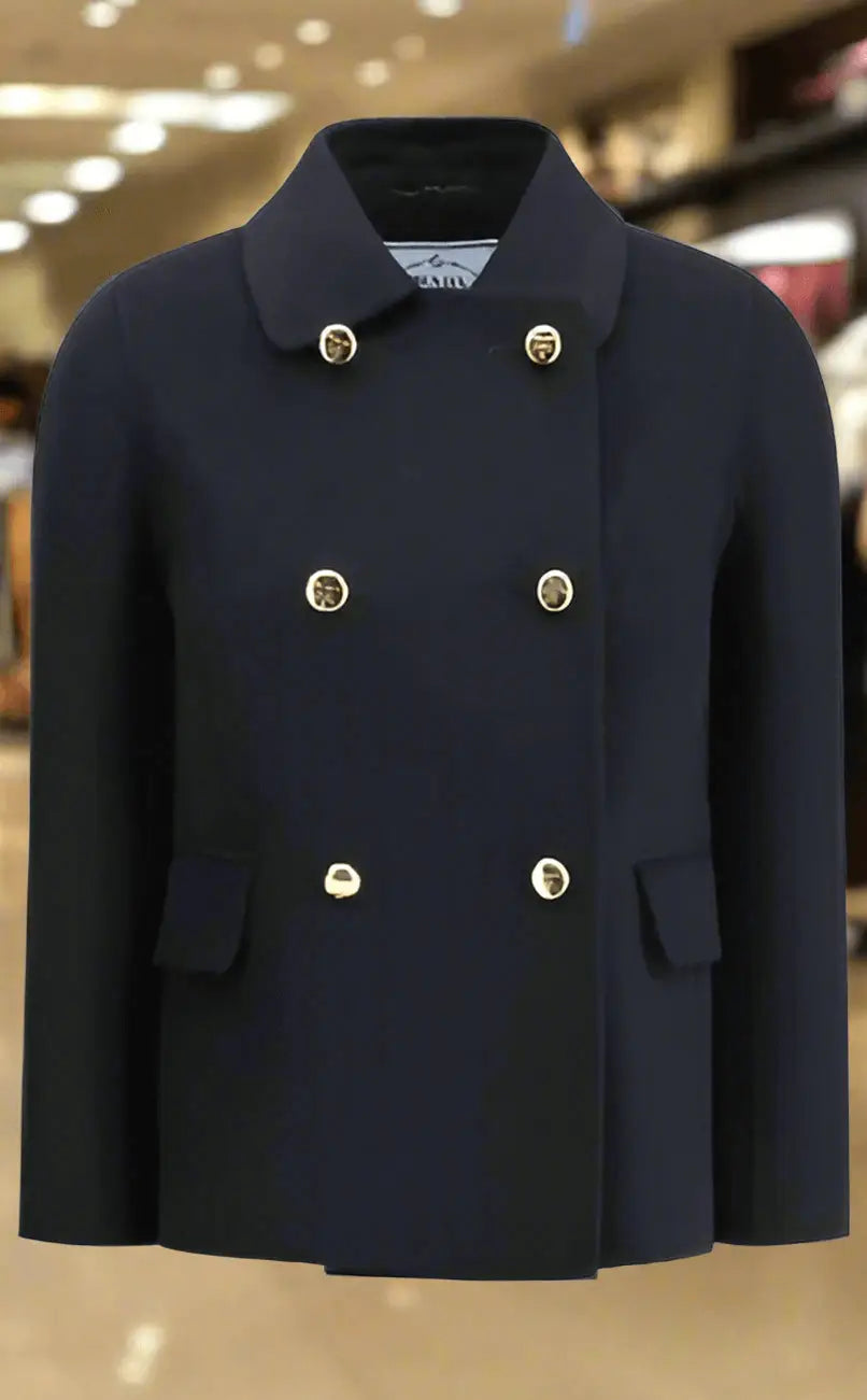 PRADA charcoal women’s double breasted virgin wool jacket ITALY - Jackets