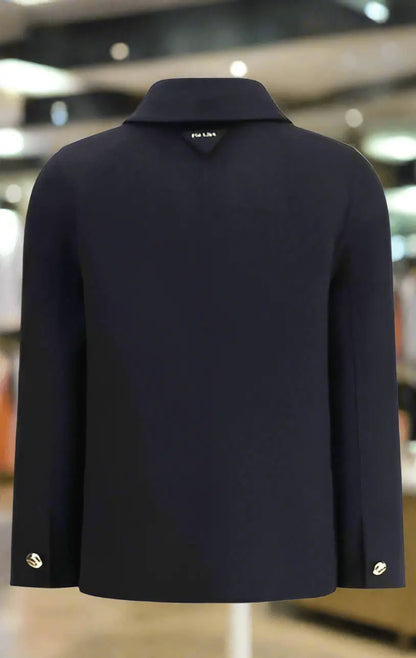 PRADA charcoal women’s double breasted virgin wool jacket ITALY - Jackets