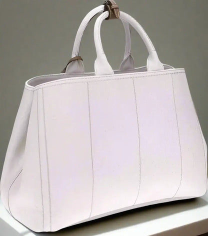 White leather tote bag with top handles, PRADA Extra Large Jardinière handbag for luxury style
