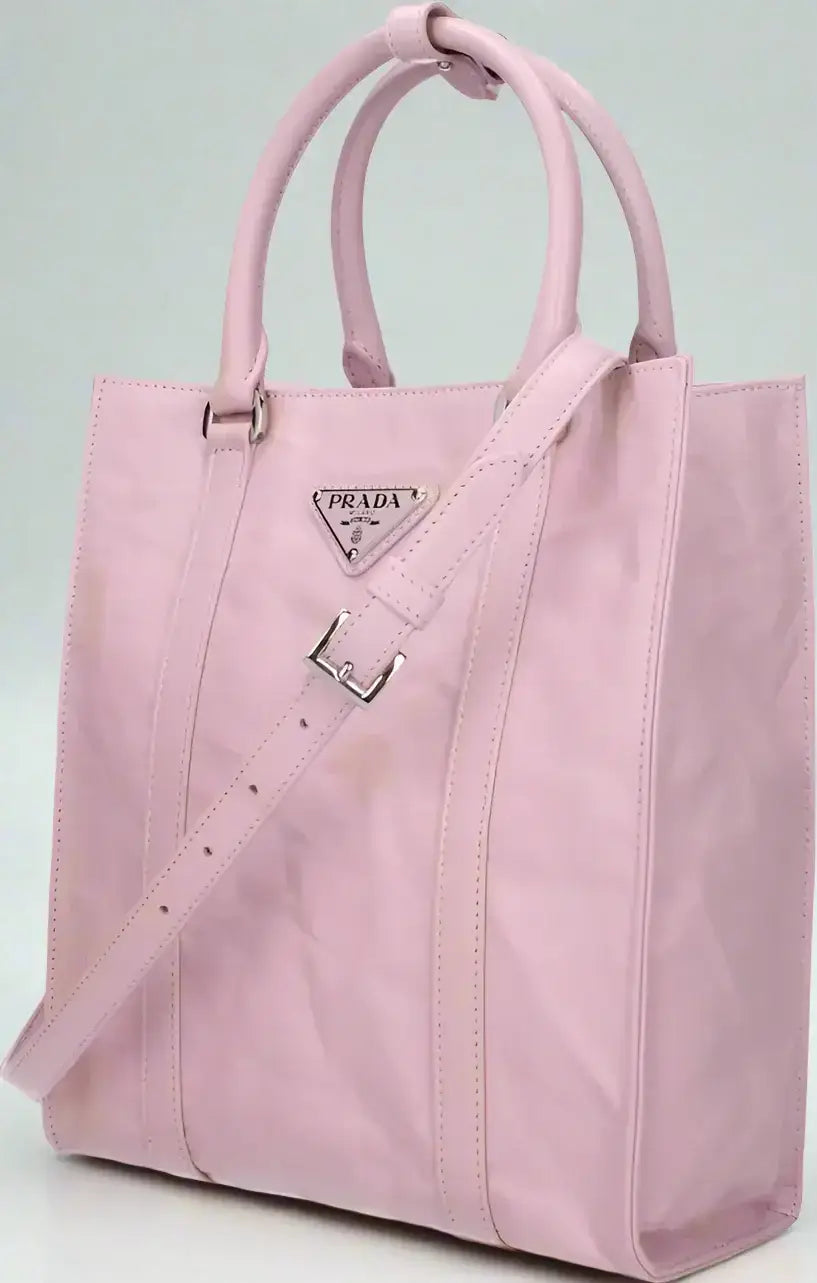 Light pink Prada tote bag with silver hardware and removable shoulder strap 1bg458uvlmoof0e18