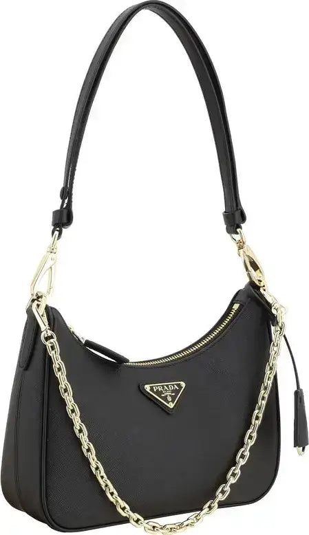 PRADA Lux Black Leather Shoulder Bag – Designer Handbag for Women - Handbags