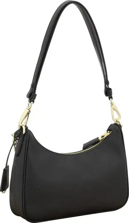 PRADA Lux Black Leather Shoulder Bag – Designer Handbag for Women - Handbags
