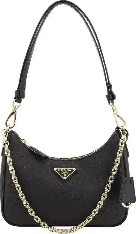 PRADA Lux Black Leather Shoulder Bag – Designer Handbag for Women - Handbags