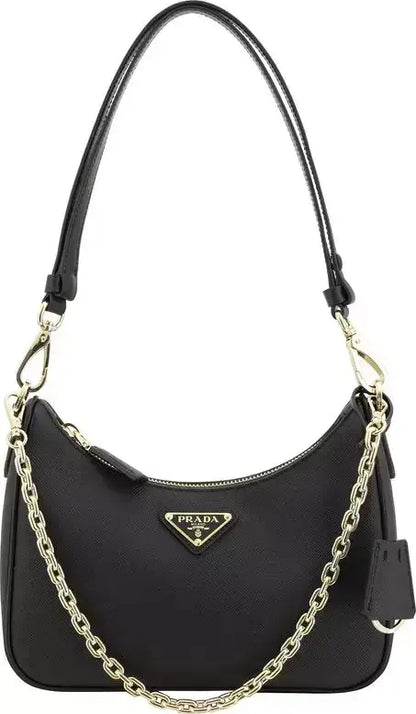 PRADA Lux Black Leather Shoulder Bag – Designer Handbag for Women - Handbags
