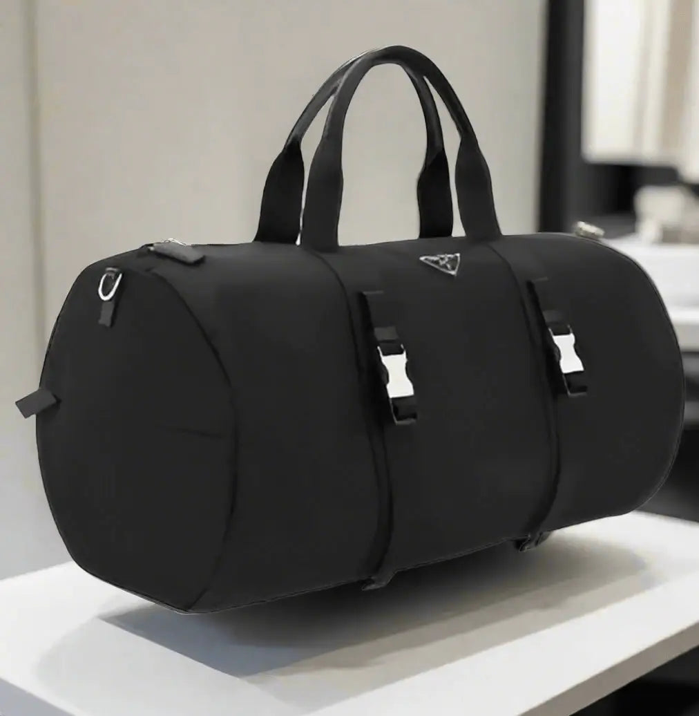 PRADA men’s black logoed duffle travel bag - Travel bags