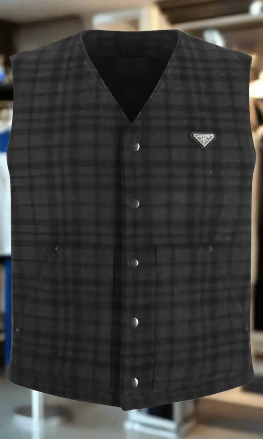 PRADA men’s dark plaid vest - IT50| L