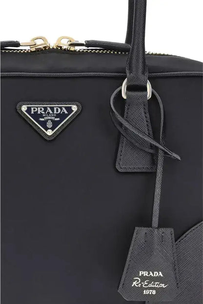 Black Prada Re-Edition 1978 nylon handbag with gold-tone hardware for women