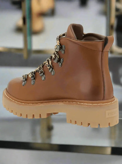 PRADA women’s brown LACE-UP ANKLE BOOTS - Boots