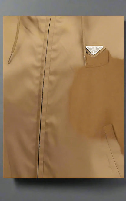 PRADA WOMEN’S BROWN WATERPROOF HOODED JACKET - Jacket