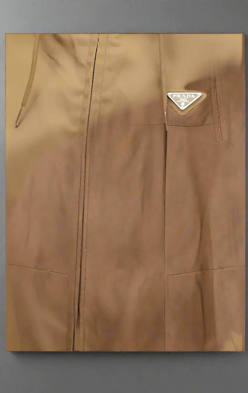 PRADA WOMEN’S BROWN WATERPROOF HOODED JACKET - Jacket