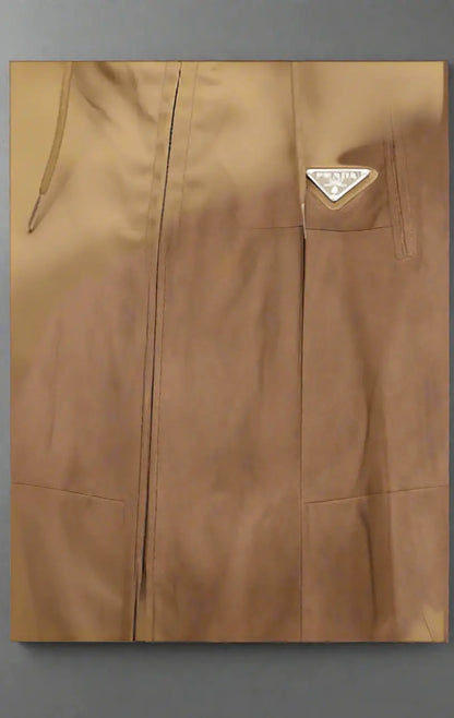 PRADA WOMEN’S BROWN WATERPROOF HOODED JACKET - Jacket